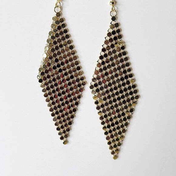 Gold Tone Mesh Earrings - Picture 3 of 4
